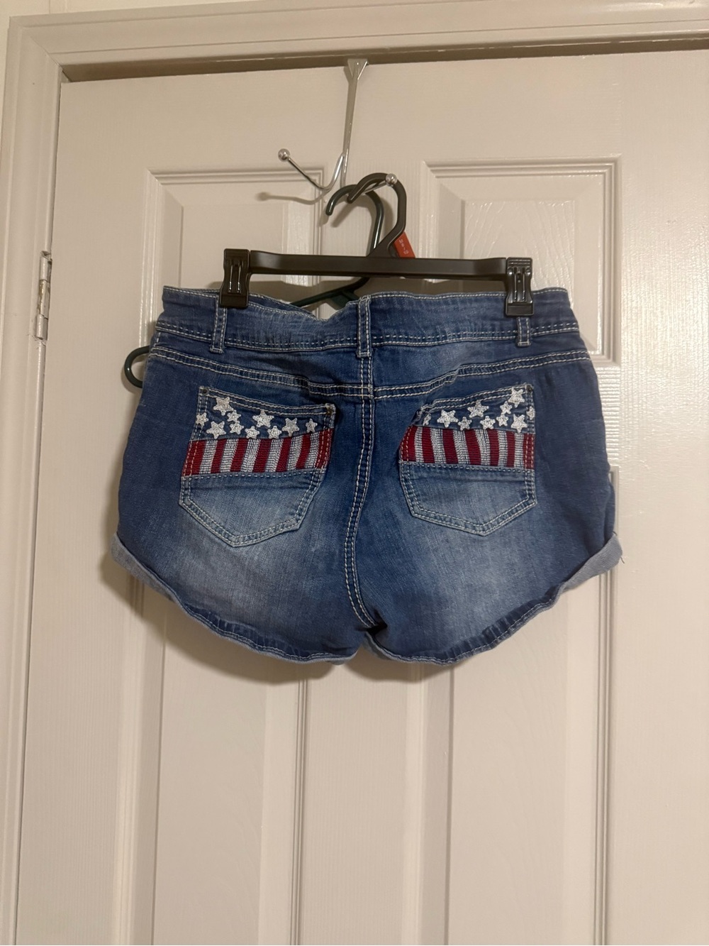 Rue21 Blue Denim Shorts with Flag Pocket Embroidery